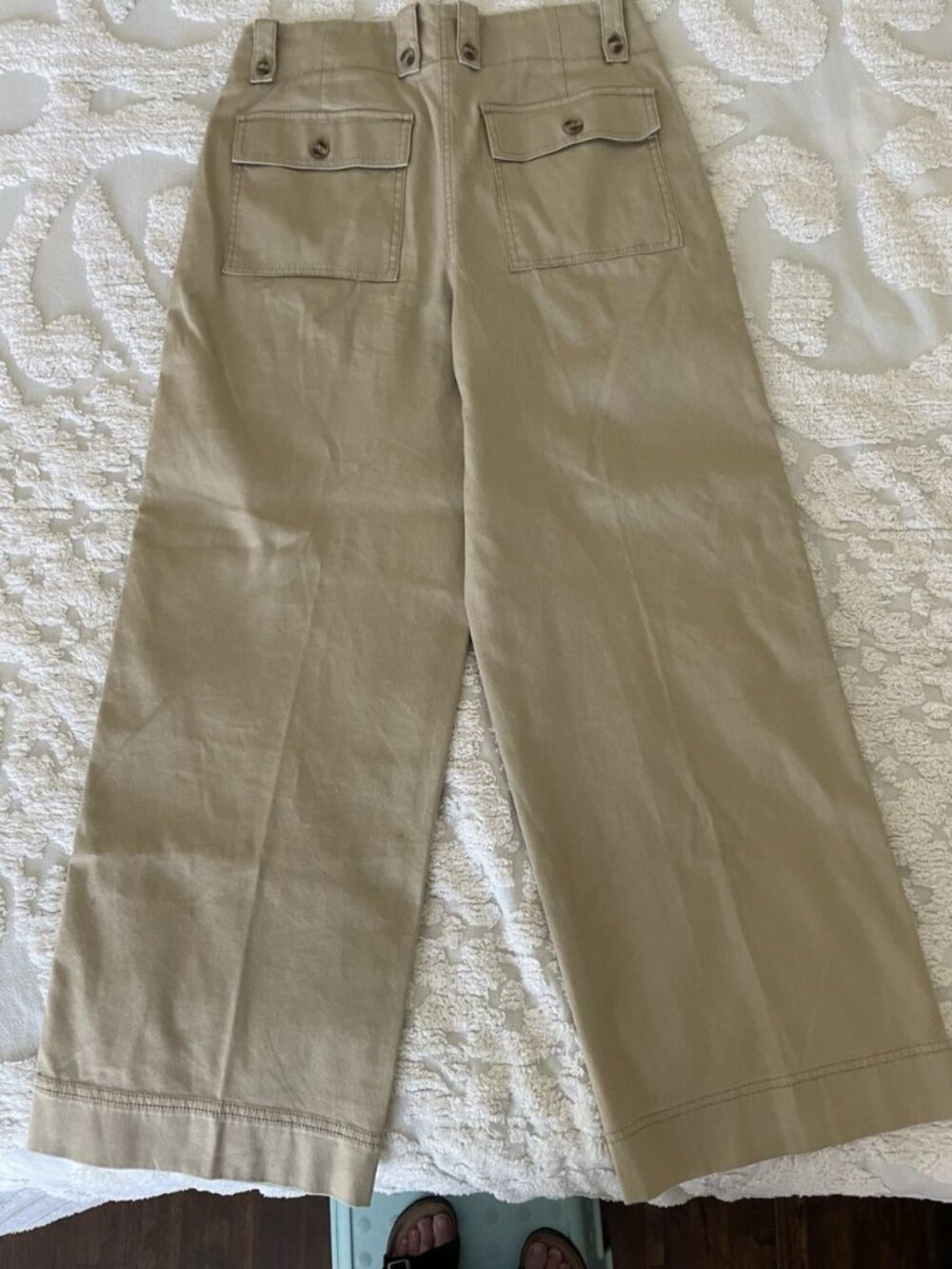 Chico's Pants 0.5R US Size 6R High Waisted Tan Trousers Wide leg Utility Safari - Picture 5 of 10